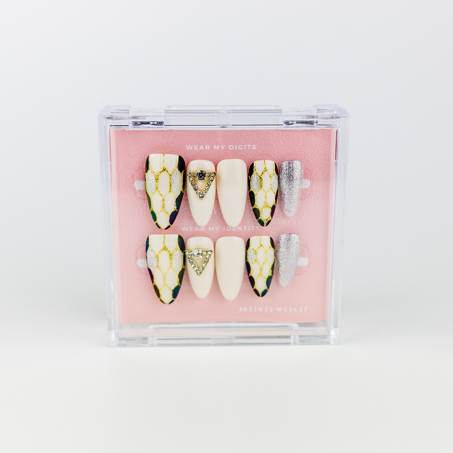 #2495 – Serpent Gold | Long, Almond Reusable Ready-to-Wear Nails