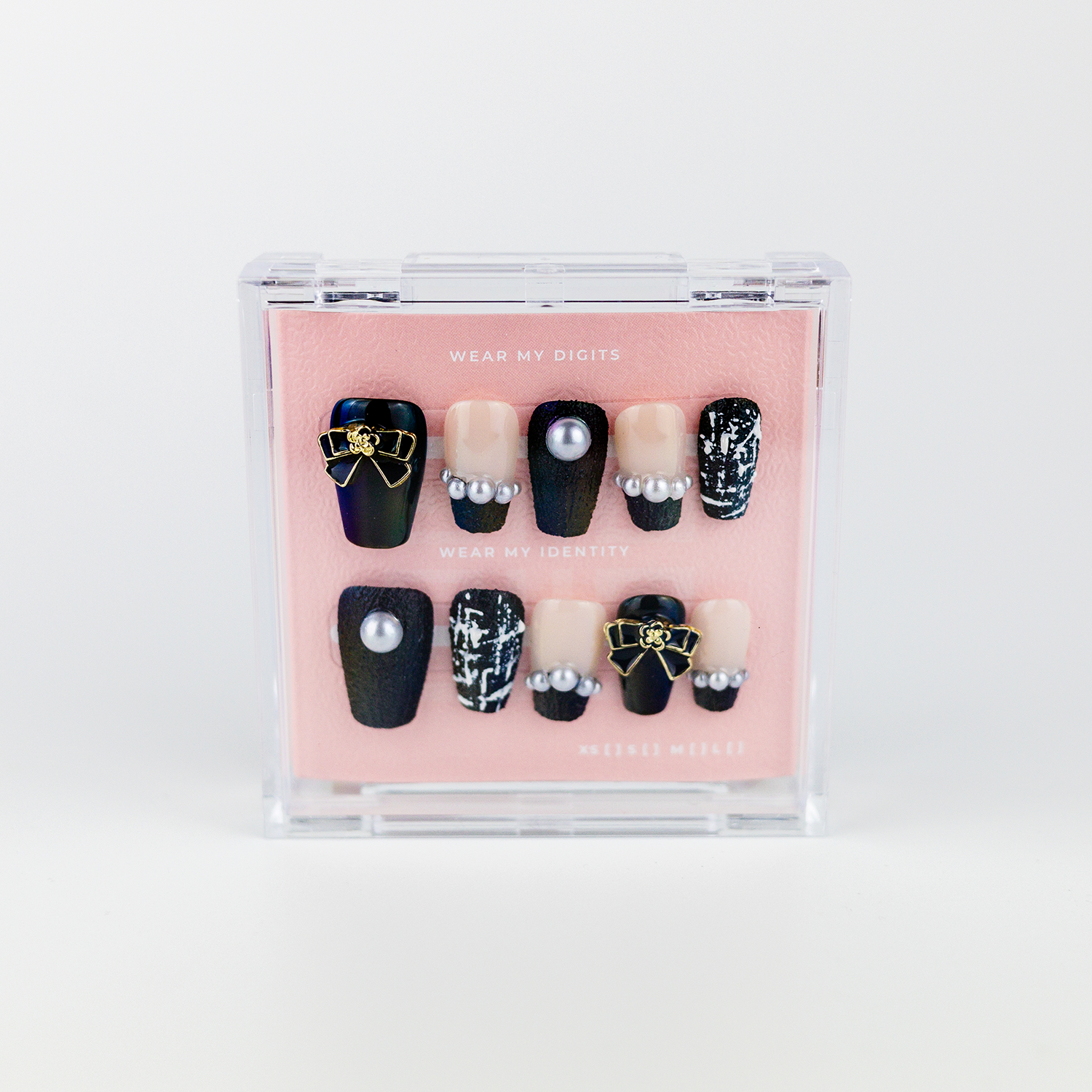 #548 – Bronze & Bling | Medium, Squaoval Reusable Ready-to-Wear Nails