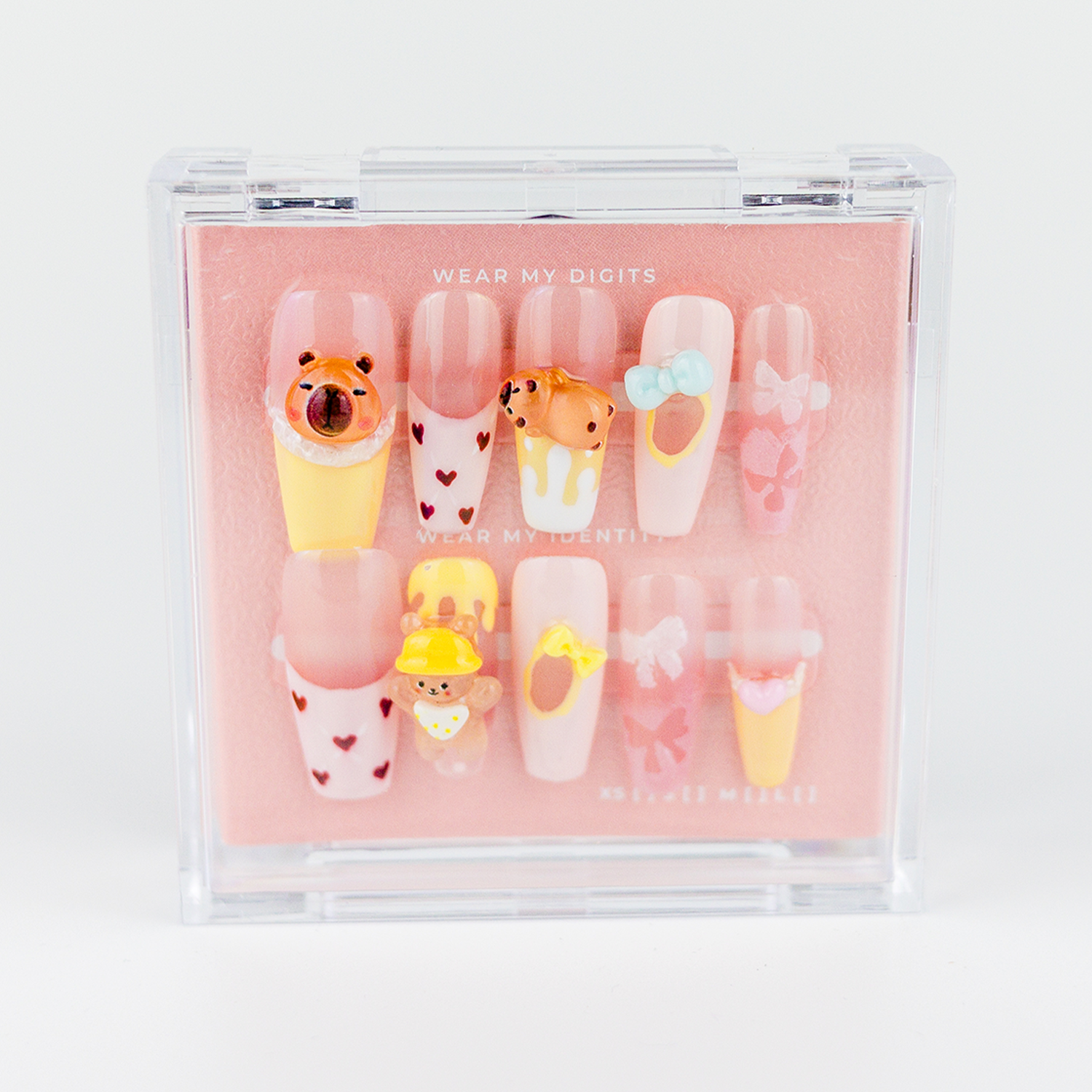 #2437 – Cappy Cutie | Long, Coffin, Reusable Ready-to-Wear Nails