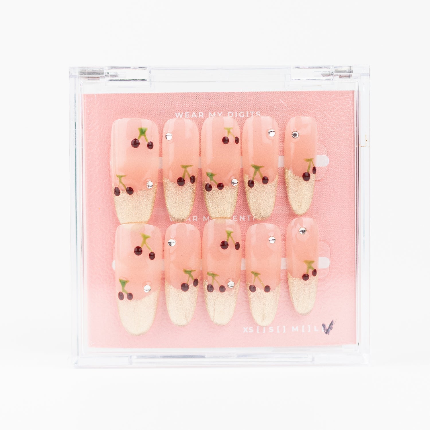 #2548 – Cherry Drop | Long, Oval Reusable Ready-to-Wear Nails