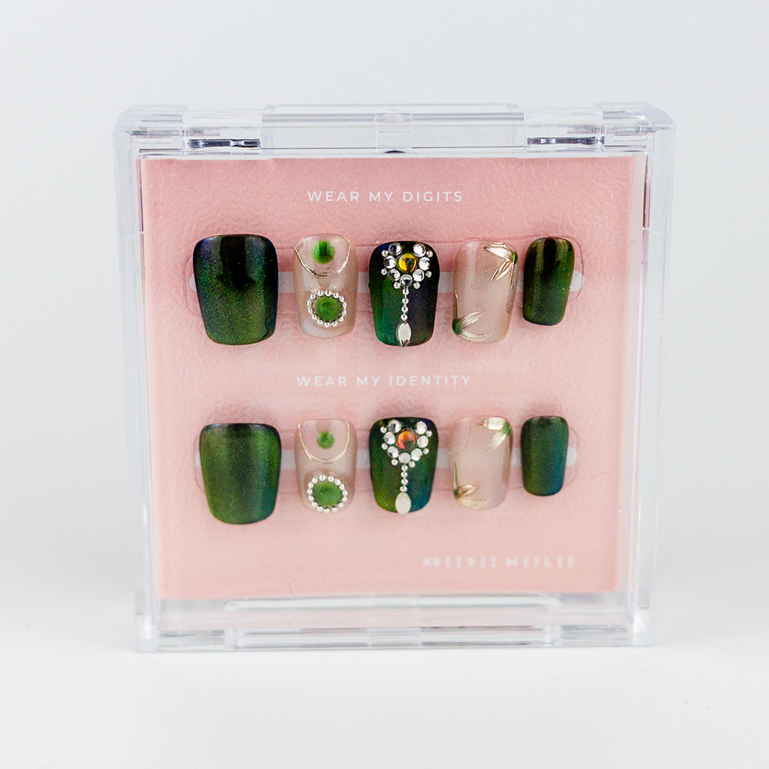 #2419 – Emerald Shine | Medium, Square Reusable Ready-to-Wear Nails
