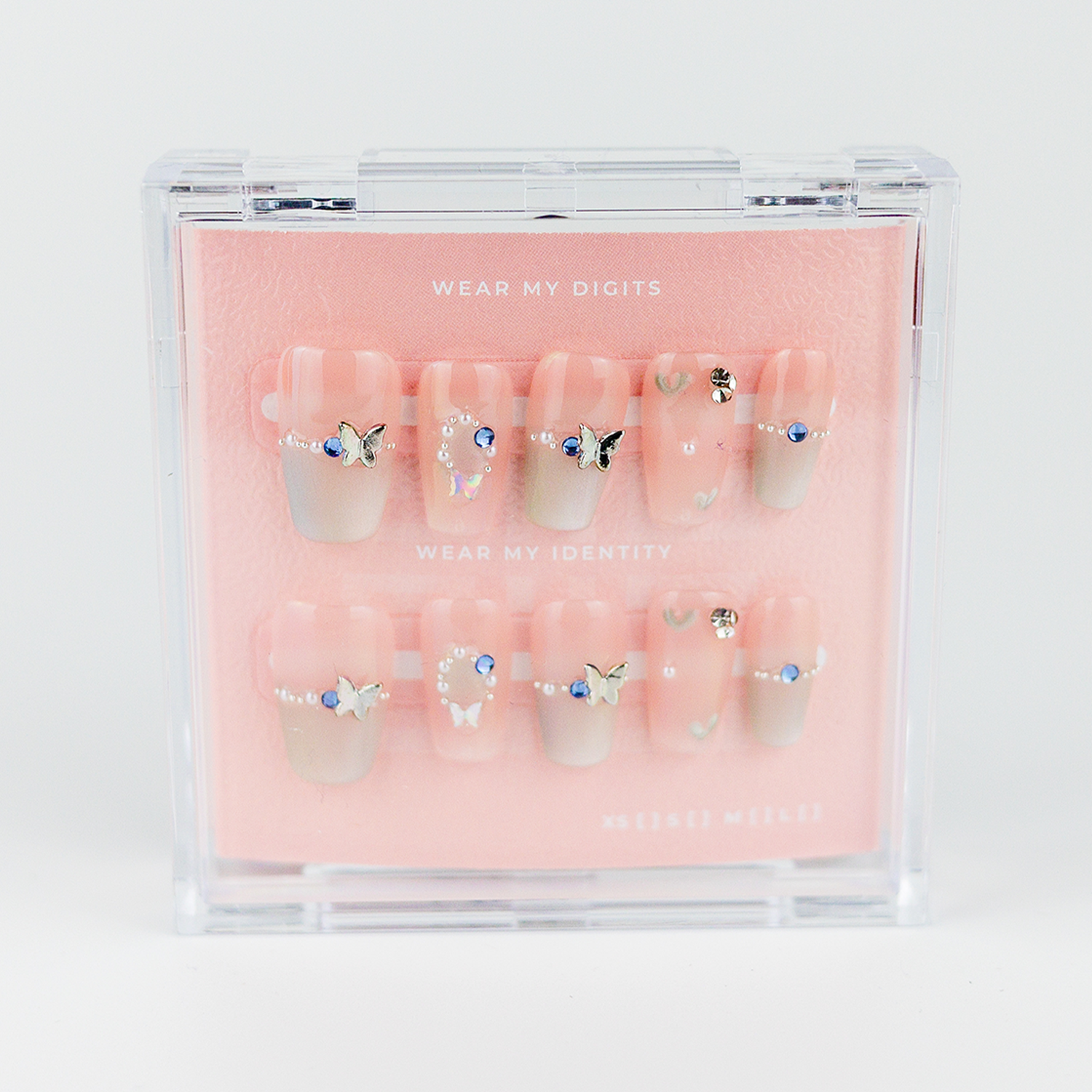 #2149 – Glistening Wings | Medium, Square Reusable Ready-to-Wear Nails