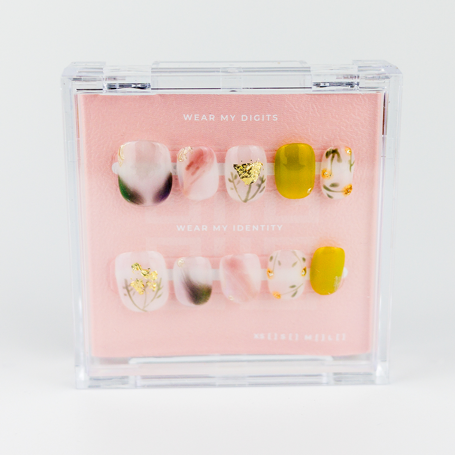 #287 – Golden Bloom | Medium, Round, Reusable Ready-to-Wear Nails