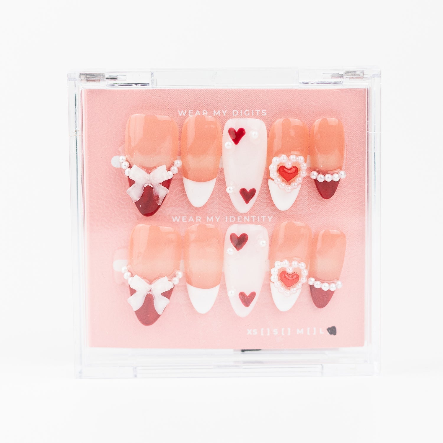 #1841 – Heart Pop | Long, Almond Reusable Ready-to-Wear Nails