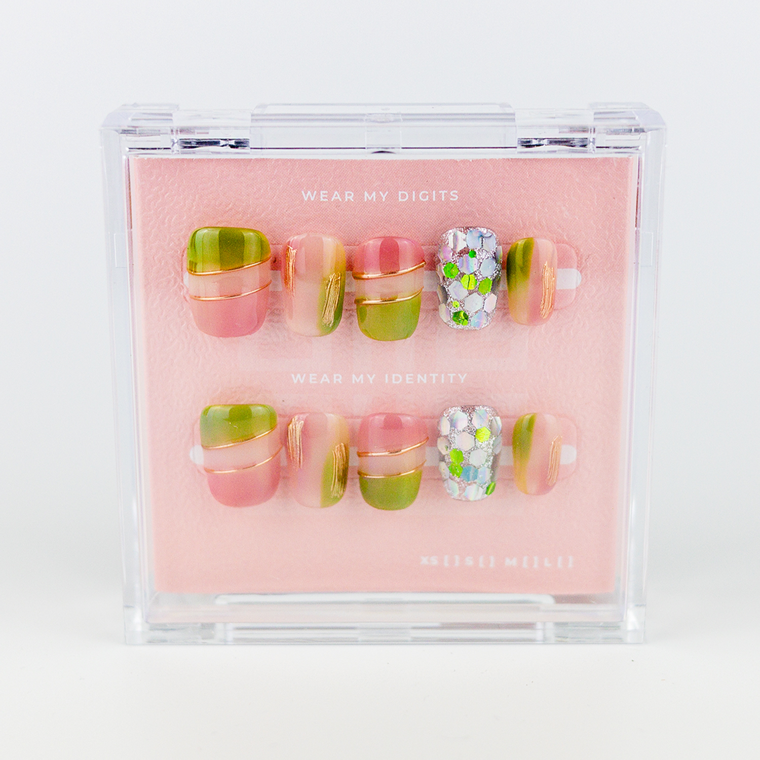 #2099 – Kaleido Kiss | Short, Square Reusable Ready-to-Wear Nails