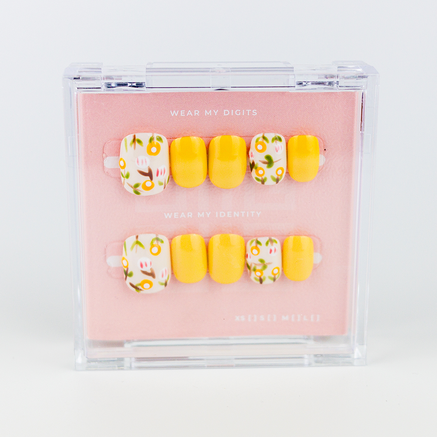 #1597 – Lemon blossom | Medium, Round, Reusable Ready-to-Wear Nails