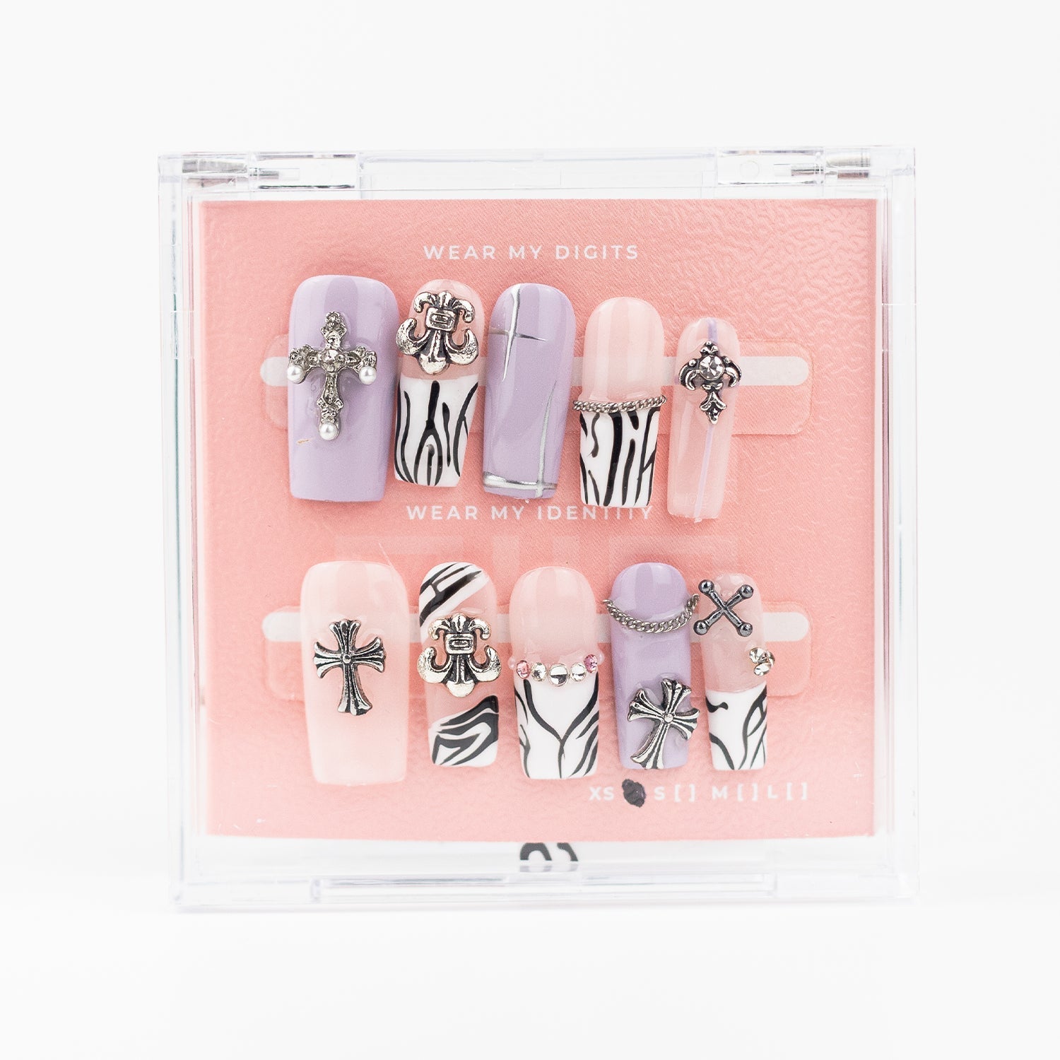 #2027 – Lilac Edge | Long, Square Reusable Ready-to-Wear Nails