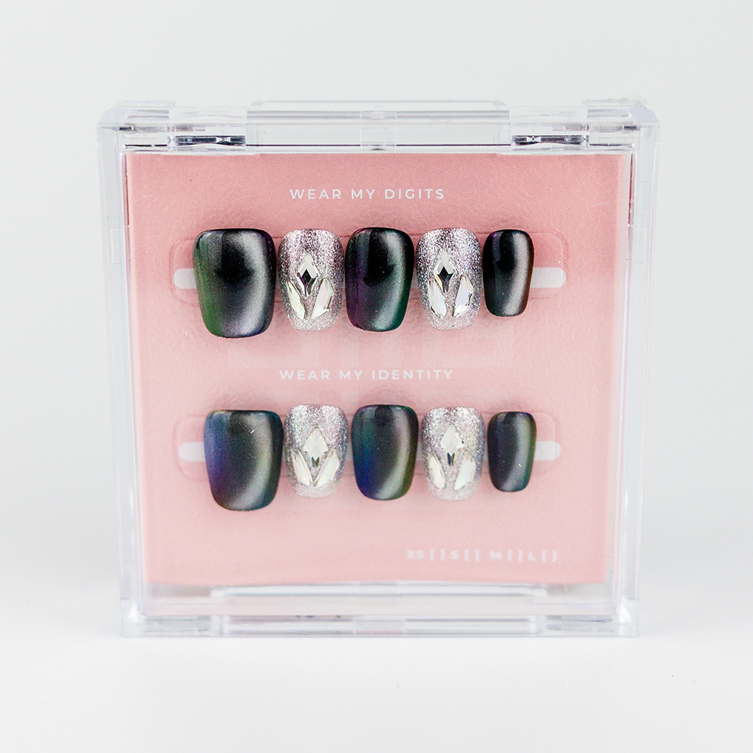 #1334 – Midnight Gala | Medium, Round, Reusable Ready-to-Wear Nails