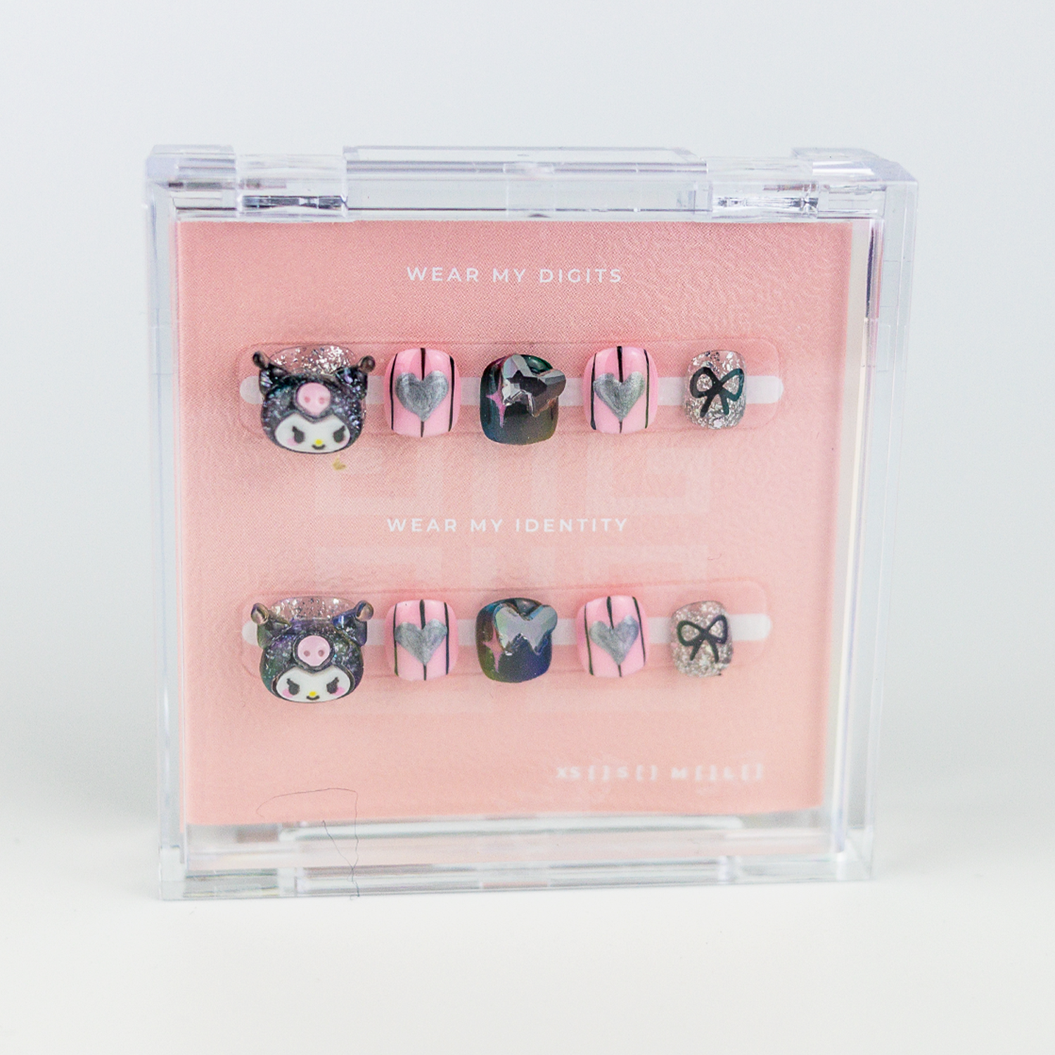 #C73 – Shadow Kitty | Children, Reusable Ready-to-Wear Nails