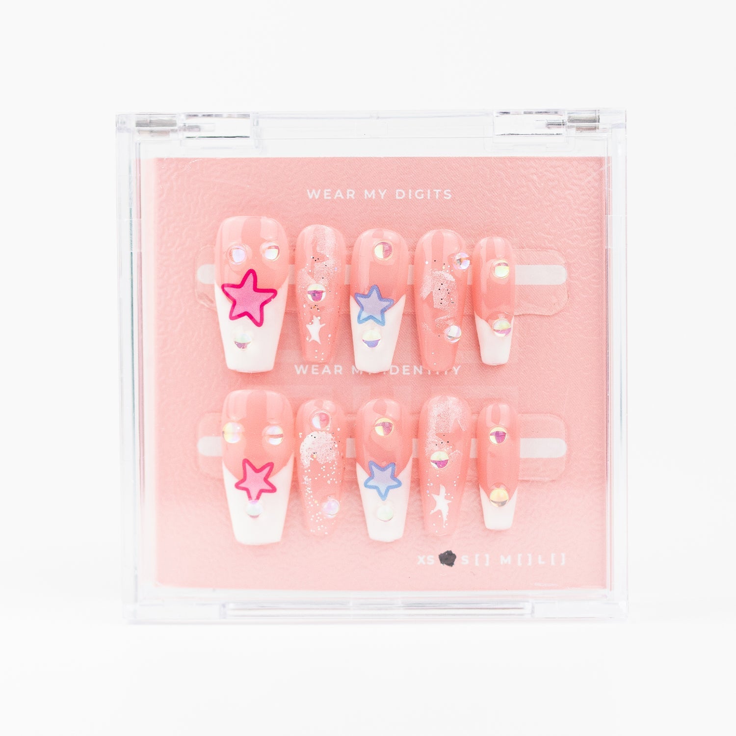 #617 – Sugar Starlet | Long, Square Reusable Ready-to-Wear Nails