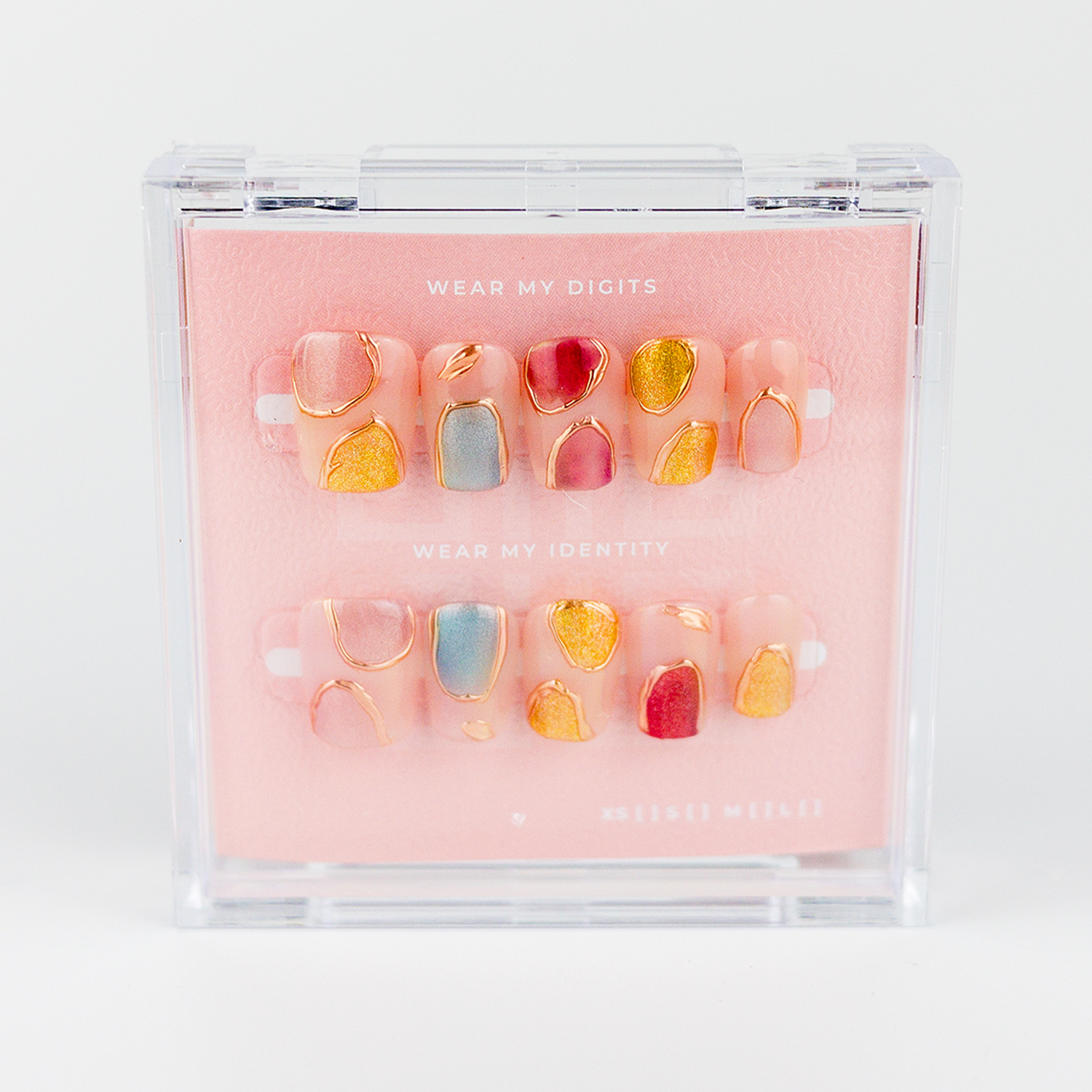 #2126 – Toffee Marbel | Medium, Square Reusable Ready-to-Wear Nails