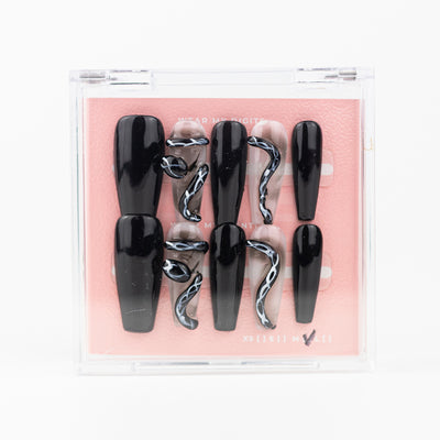 #1070 – Snake Whisper | Long, Coffin Reusable Ready-to-Wear Nails