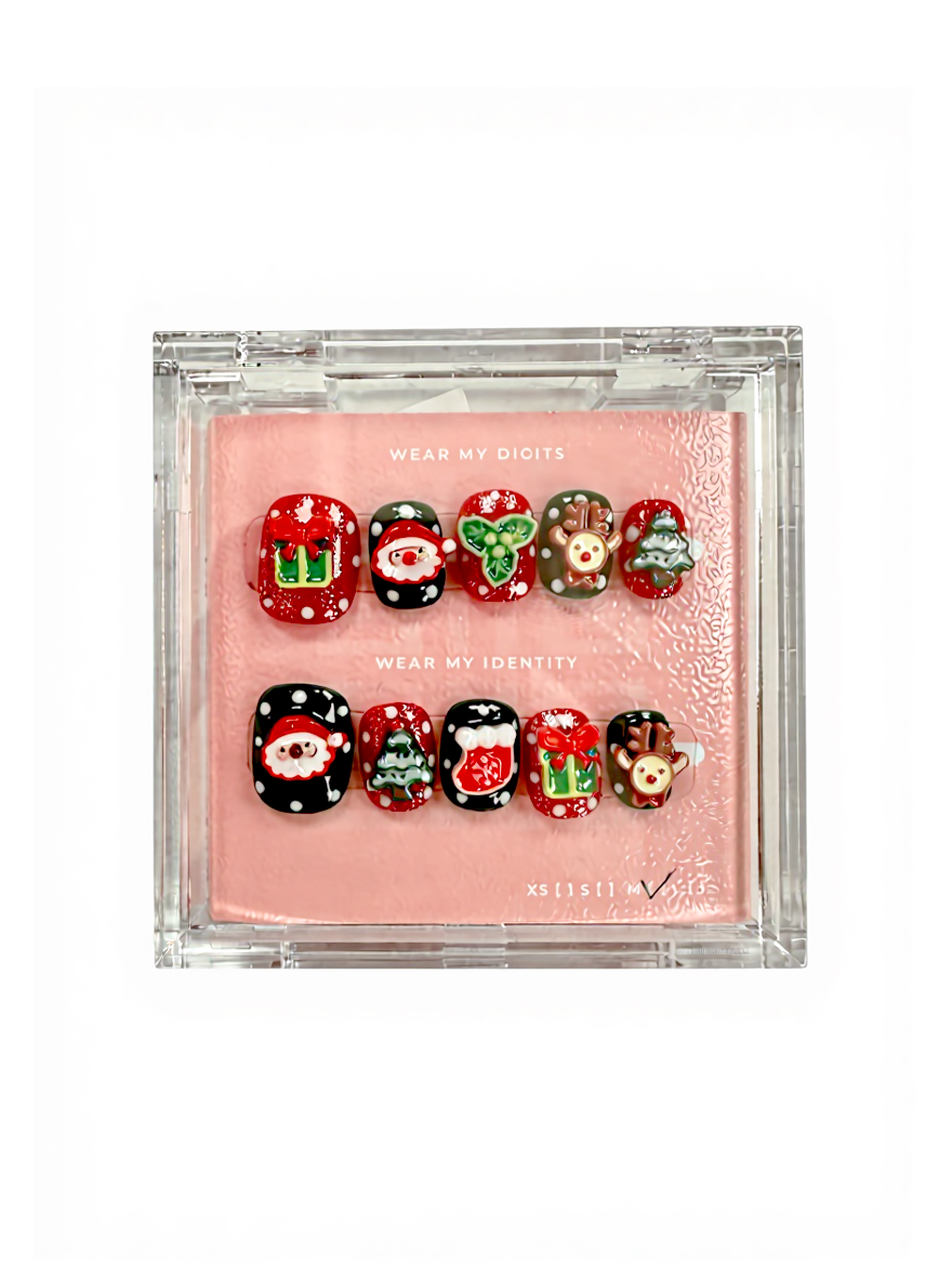 #1201 – Nude Frost & Pearls | Medium Square Shape, Reusable Ready-to-Wear Nails