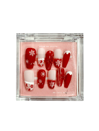 #1272 – Vintage Santa & Stars | Long Coffin Shape, Reusable Ready-to-Wear Nails