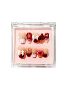 #1422 – Santa Bear & Blue Plaid | Short Squoval Shape, Reusable Ready-to-Wear Nails