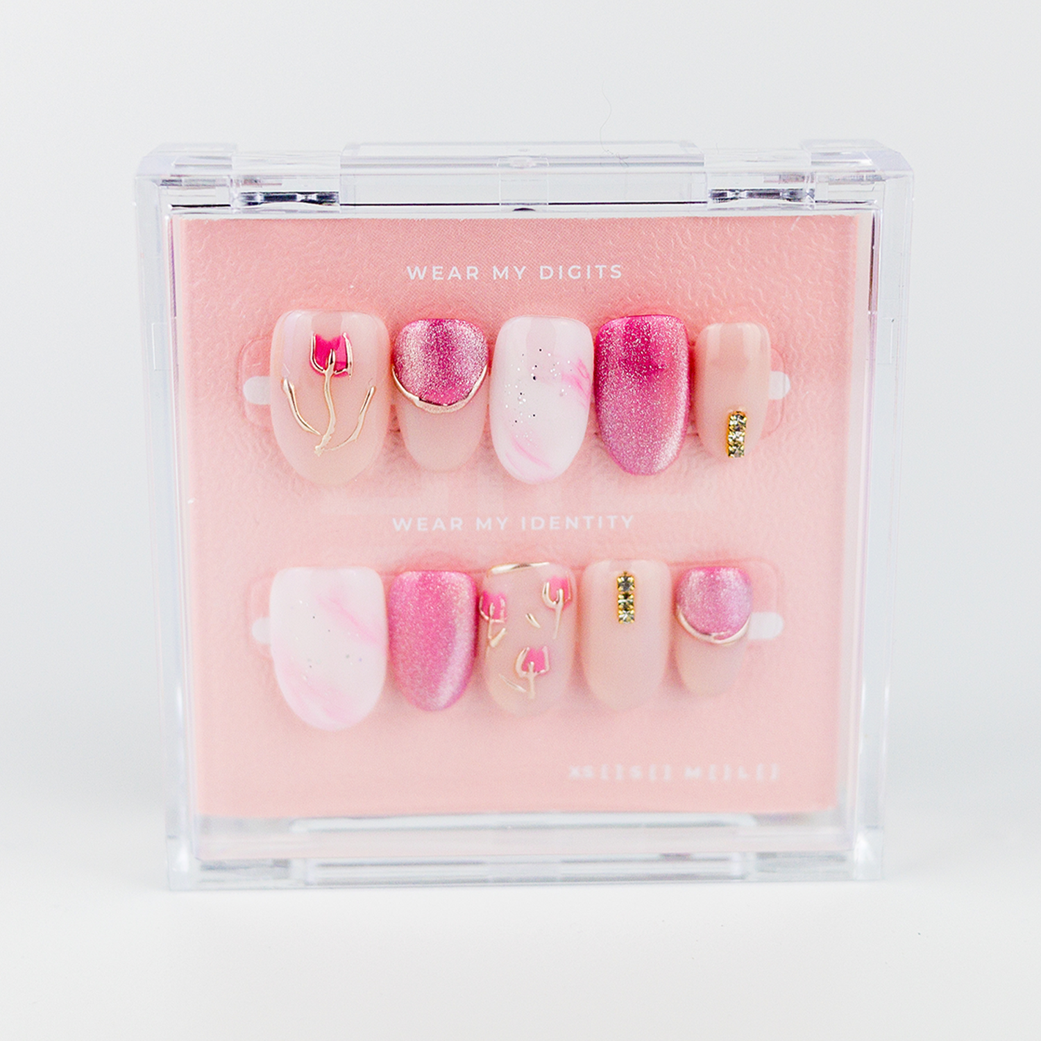 #1637 – Gilded Blossoms | Medium, Almond Reusable Ready-to-Wear Nails
