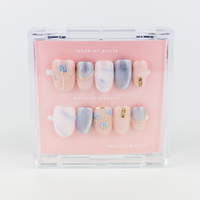 #1638 – Gilded Florals | Medium, Oval Reusable Ready-to-Wear Nails