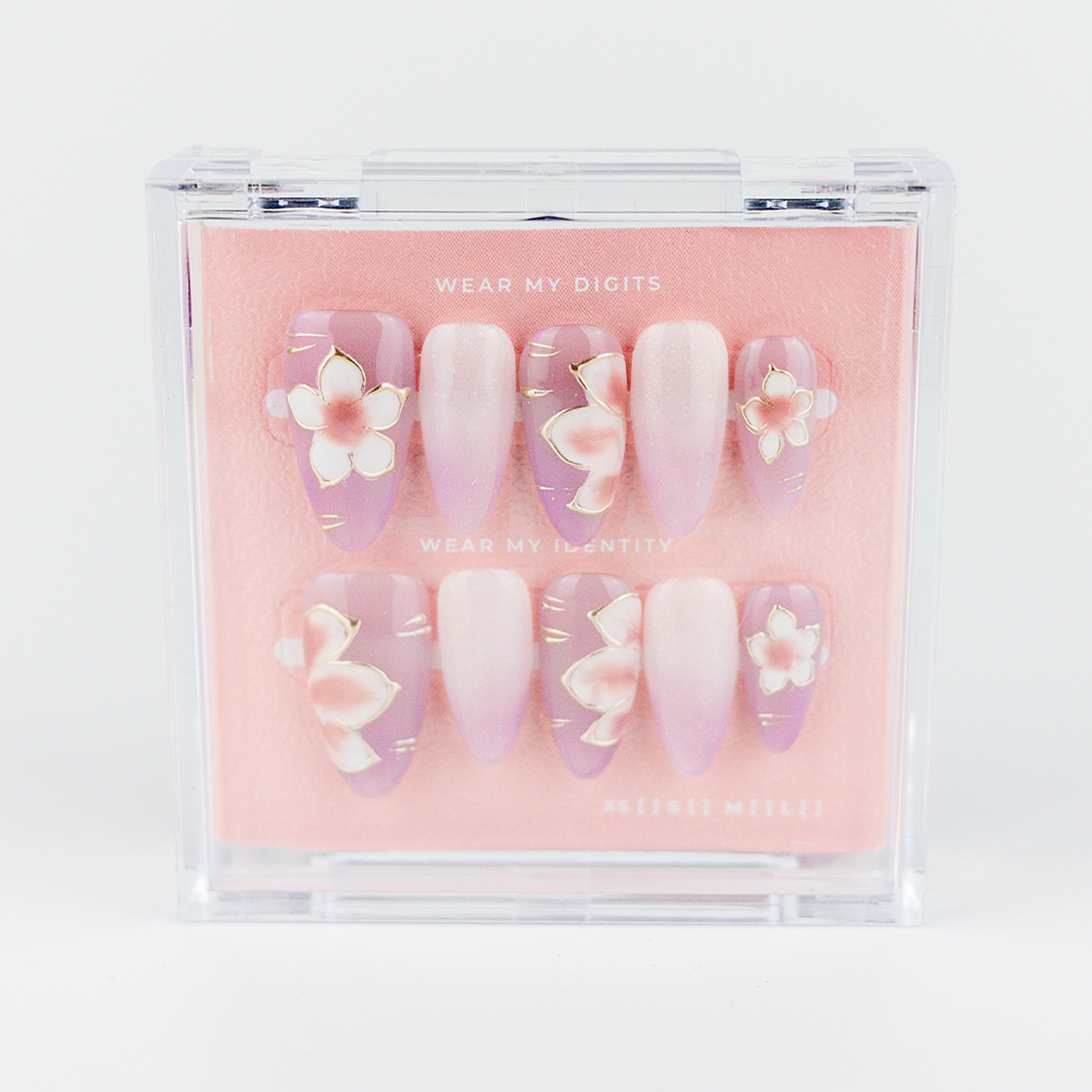 #1722 – Royal Bloom | Long, Almond Reusable Ready-to-Wear Nails