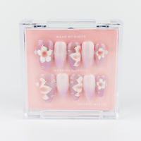 #1722 – Royal Bloom | Long, Almond Reusable Ready-to-Wear Nails