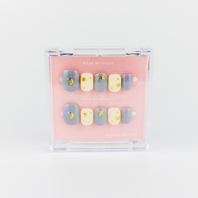 #1729 – Celestial Sky | Medium, Squaoval Reusable Ready-to-Wear Nails