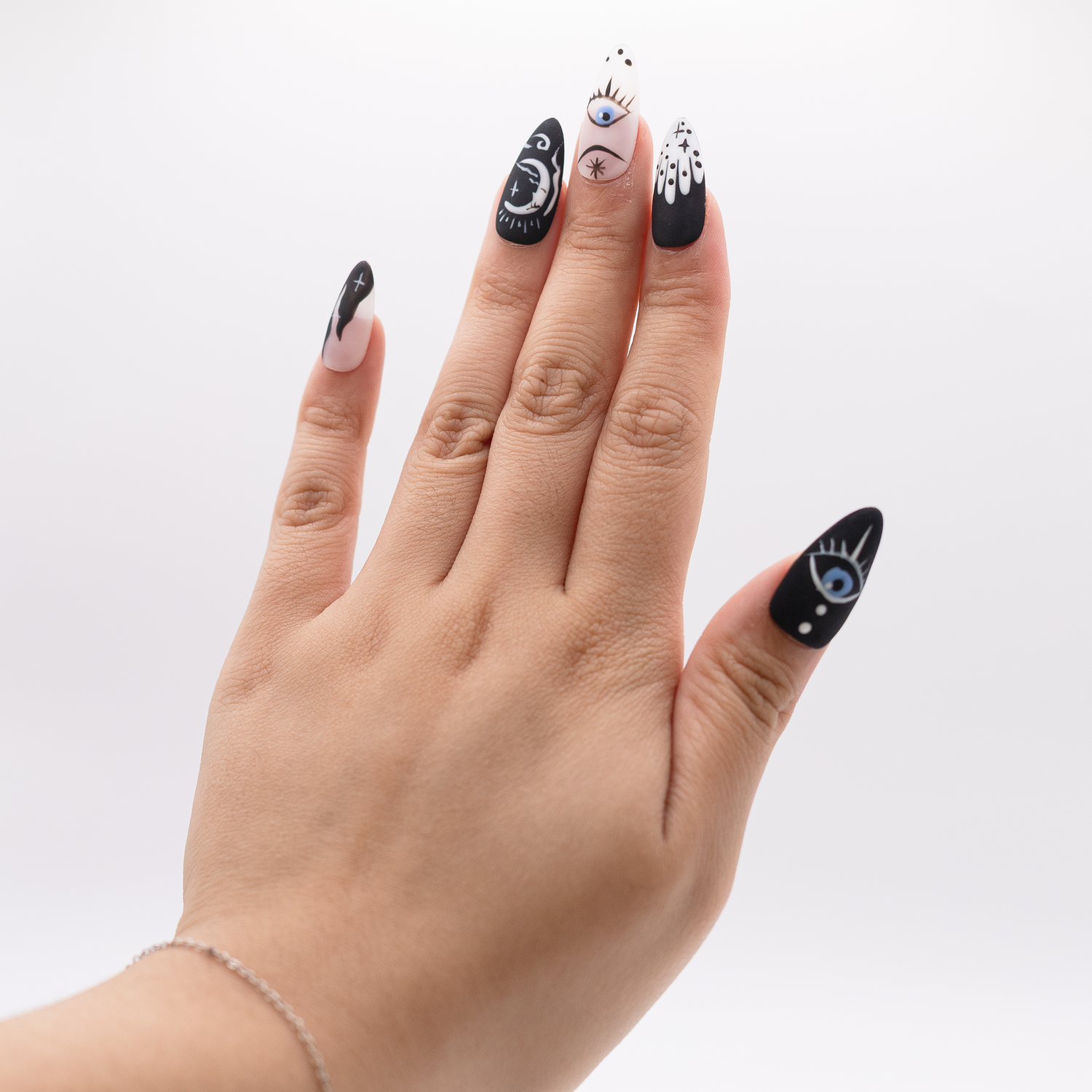 #1738 – Dark Oracle | Long, Stiletto Reusable Ready-to-Wear Nails