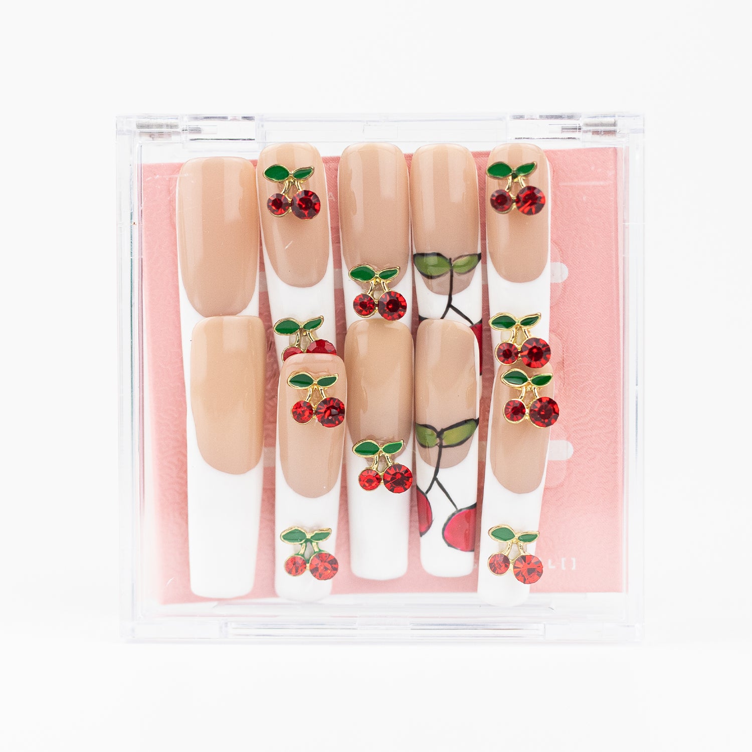 #1746 – Cherry On Top | Long, Square Reusable Ready-to-Wear Nails