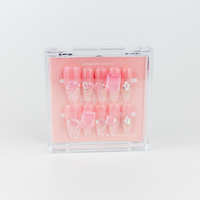 #1755 – Frost &amp; Glow | Long, Oval Reusable Ready-to-Wear Nails