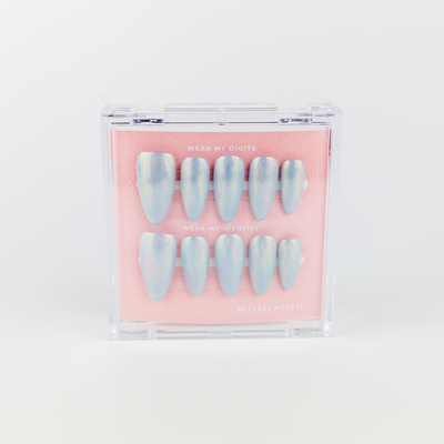 #1794 – Pearly White | Long, Almond Reusable Ready-to-Wear Nails