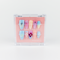 #1826 – Cotton Candy Garden | Medium, Oval Reusable Ready-to-Wear Nails