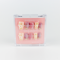 #2001 – Blush Botanica | Medium, Coffin Reusable Ready-to-Wear Nails