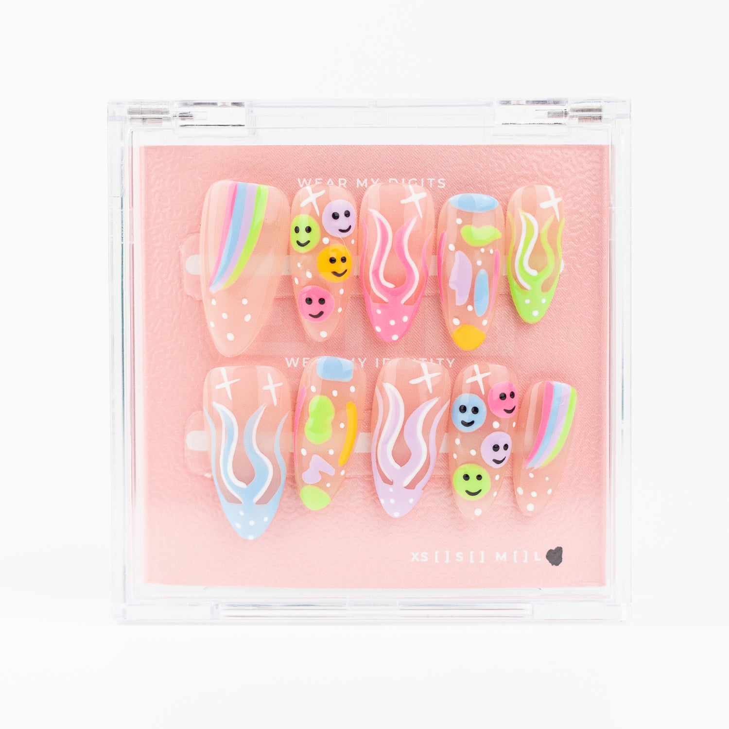 #204 – Happy Chaos | Long, Stiletto Reusable Ready-to-Wear Nails