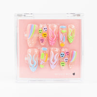 #204 – Happy Chaos | Long, Stiletto Reusable Ready-to-Wear Nails
