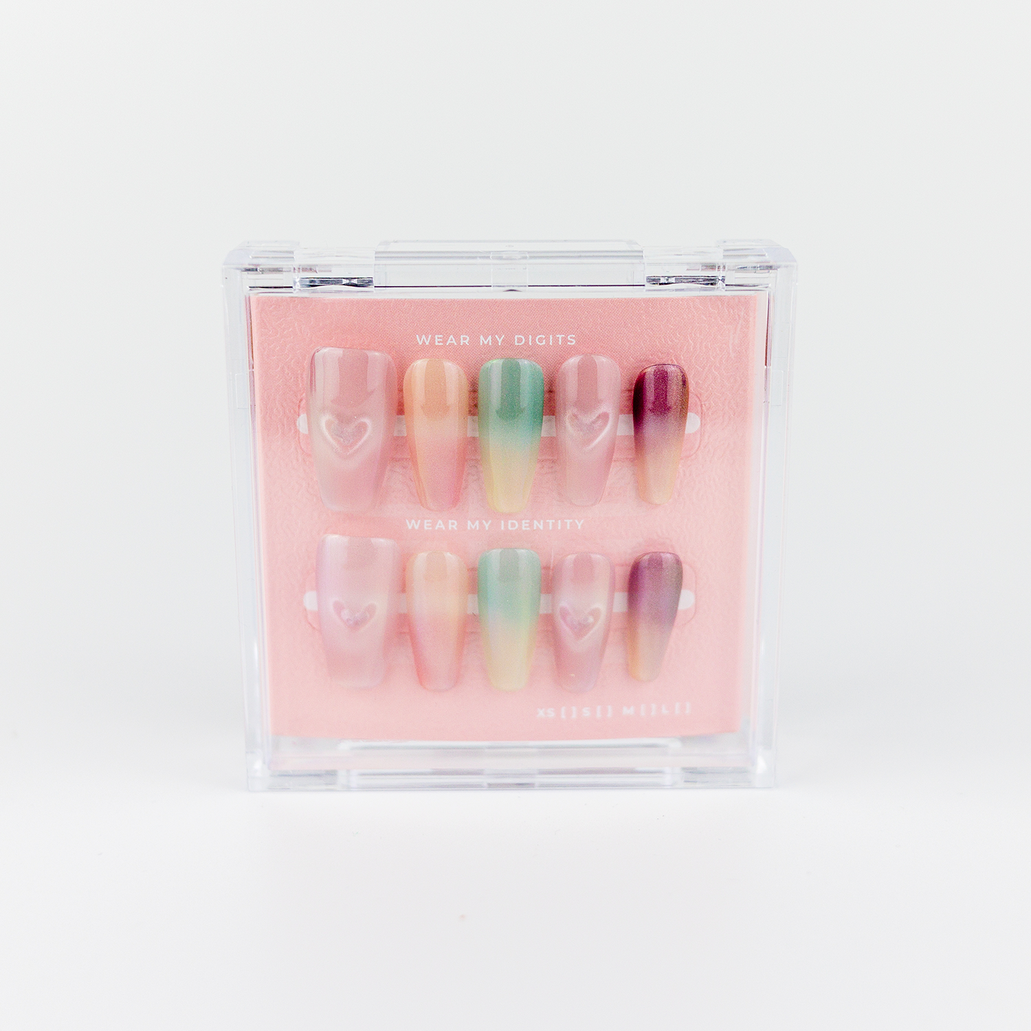 #2062 – Heart Eyes | Long, Coffin Reusable Ready-to-Wear Nails