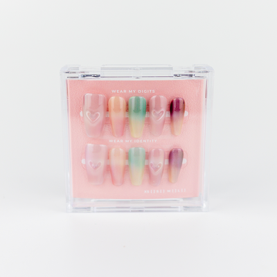 #2062 – Heart Eyes | Long, Coffin Reusable Ready-to-Wear Nails