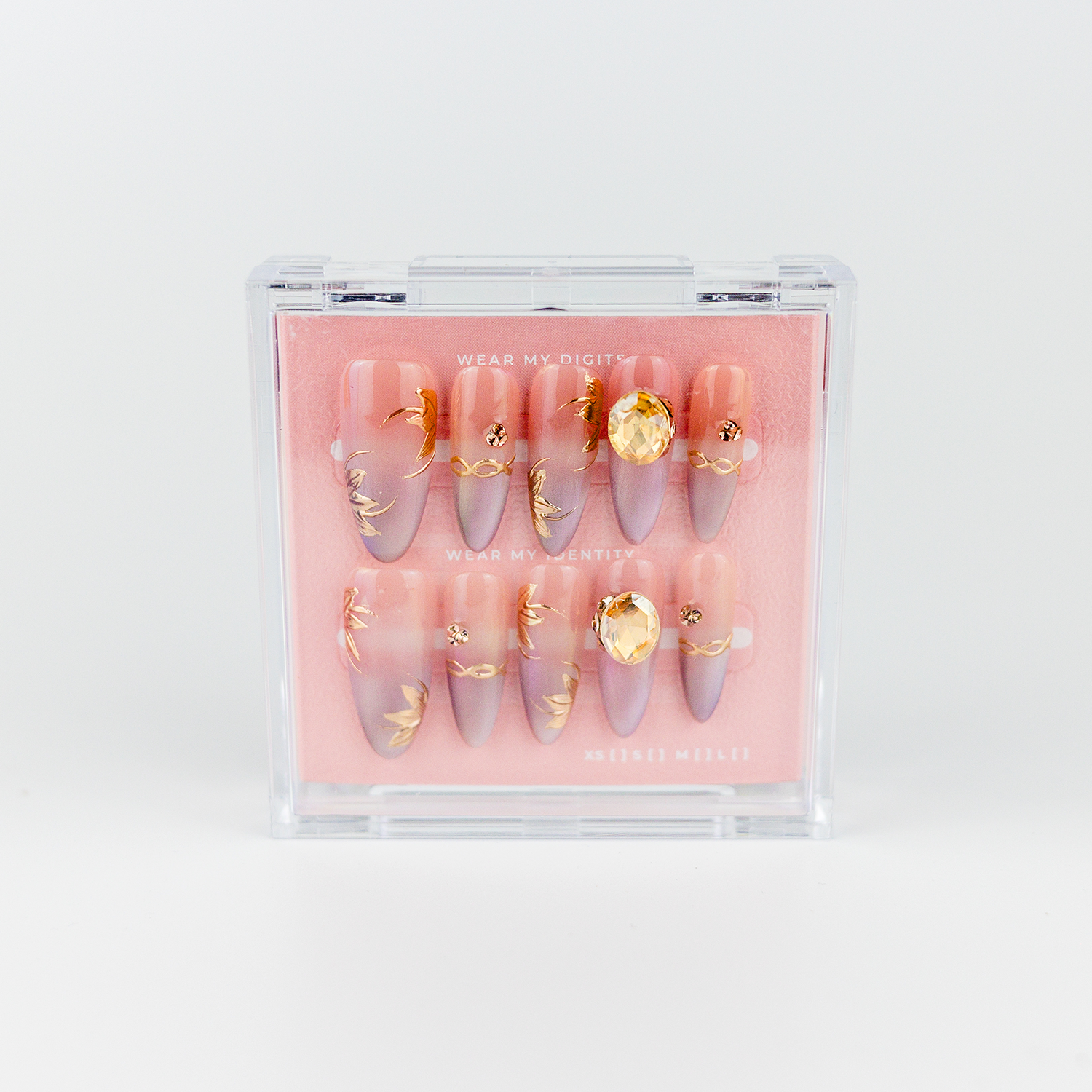 #2068 – Royal Blossom | Long, Oval Reusable Ready-to-Wear Nails