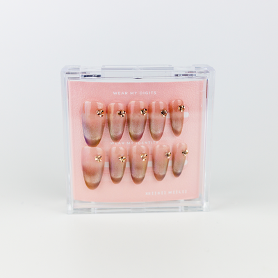 #2086 – Peach Cateye | Long, Oval Reusable Ready-to-Wear Nails