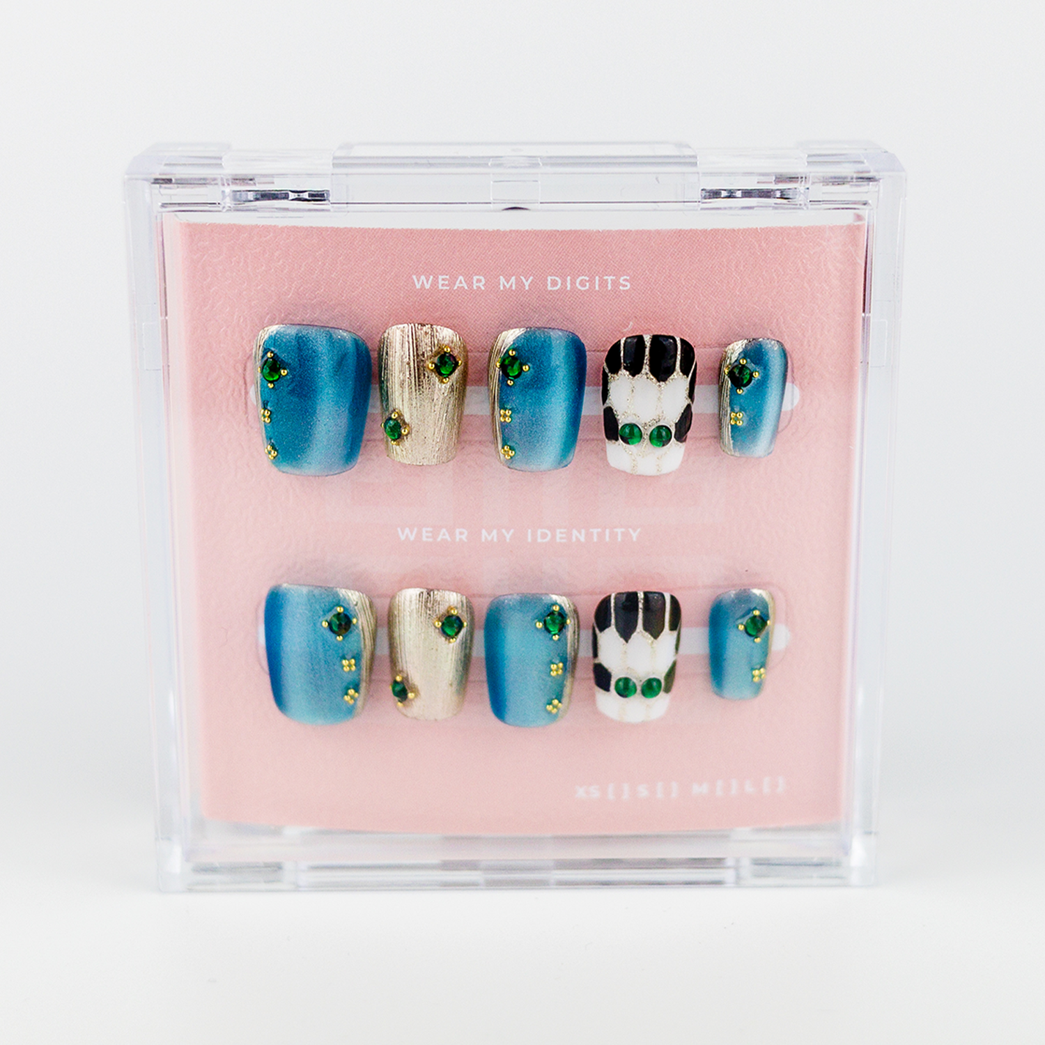 #2154 – Stoned in Style | Medium, Square Reusable Ready-to-Wear Nails