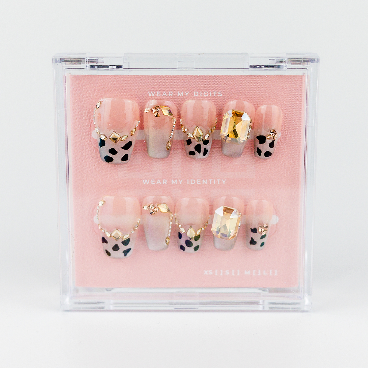 #2172 – Prismatic Panther | Medium, Coffin Reusable Ready-to-Wear Nails