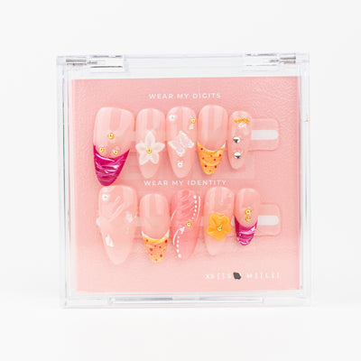 #2182 – Flutter Pop | Long, Stiletto Reusable Ready-to-Wear Nails
