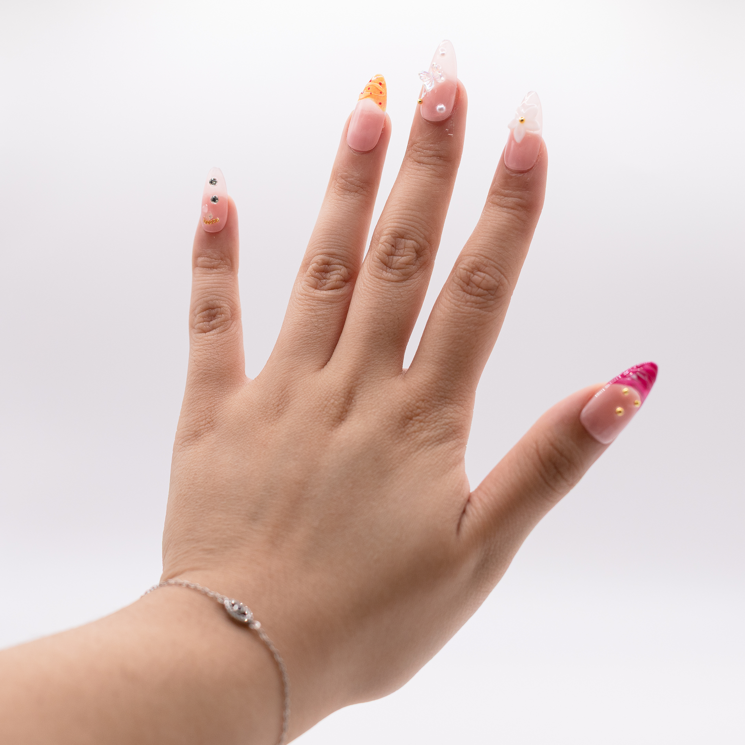 #2182 – Flutter Pop | Long, Stiletto Reusable Ready-to-Wear Nails