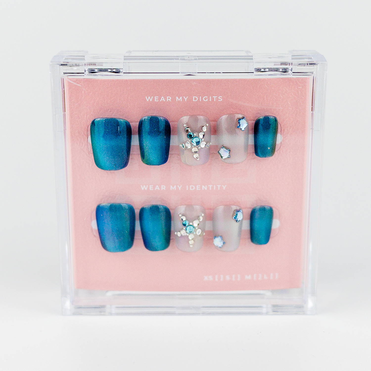 #2277 – Ocean Opulence | Short, Square Reusable Ready-to-Wear Nails