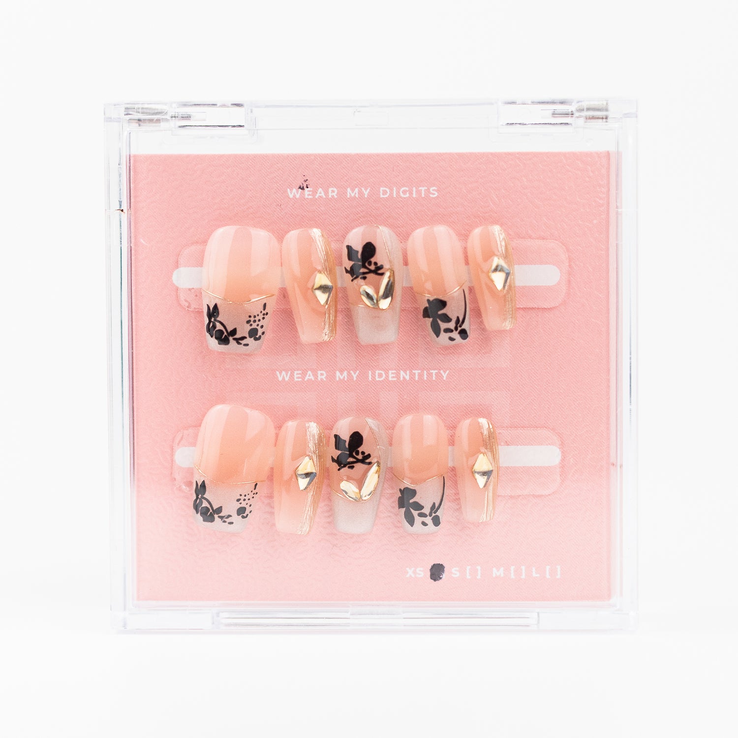 #2299 – Twilight Petals | Medium, Squaoval Reusable Ready-to-Wear Nails