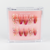 #2300 – Bloomed Serenity | Long, Almond Reusable Ready-to-Wear Nails