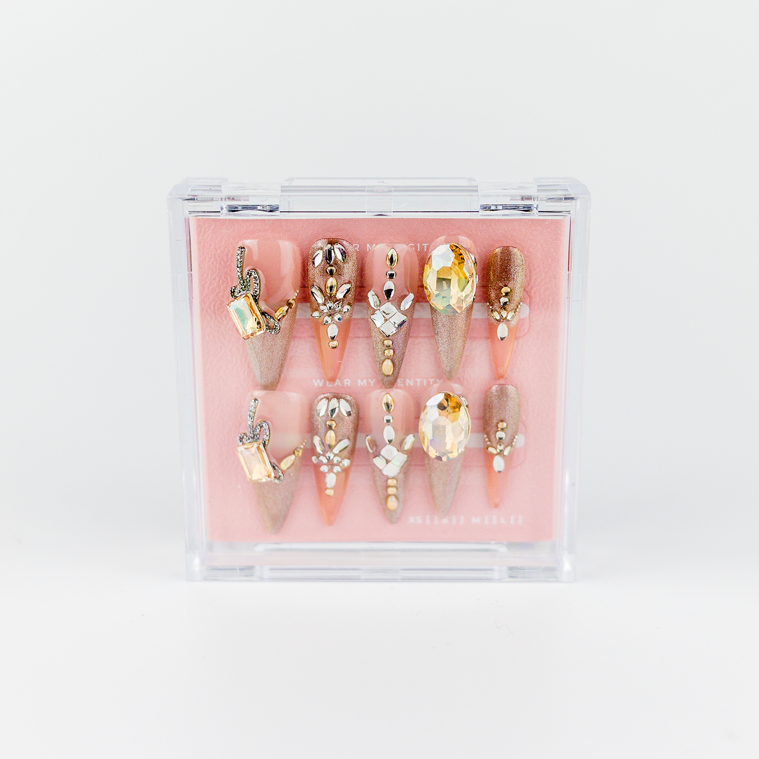 #2398 – Blush Quartz | Long, Almond Reusable Ready-to-Wear Nails