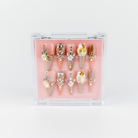 #2398 – Blush Quartz | Long, Almond Reusable Ready-to-Wear Nails