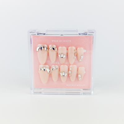 #240 – Gentle Glam | Short, Almond Reusable Ready-to-Wear Nails