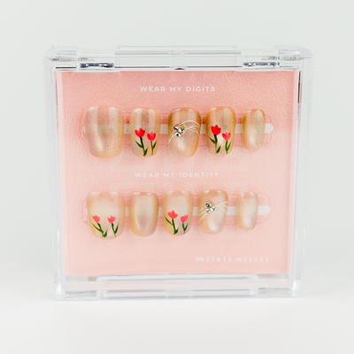 #2455 – Tulip Bloom | Medium, Square Reusable Ready-to-Wear Nails