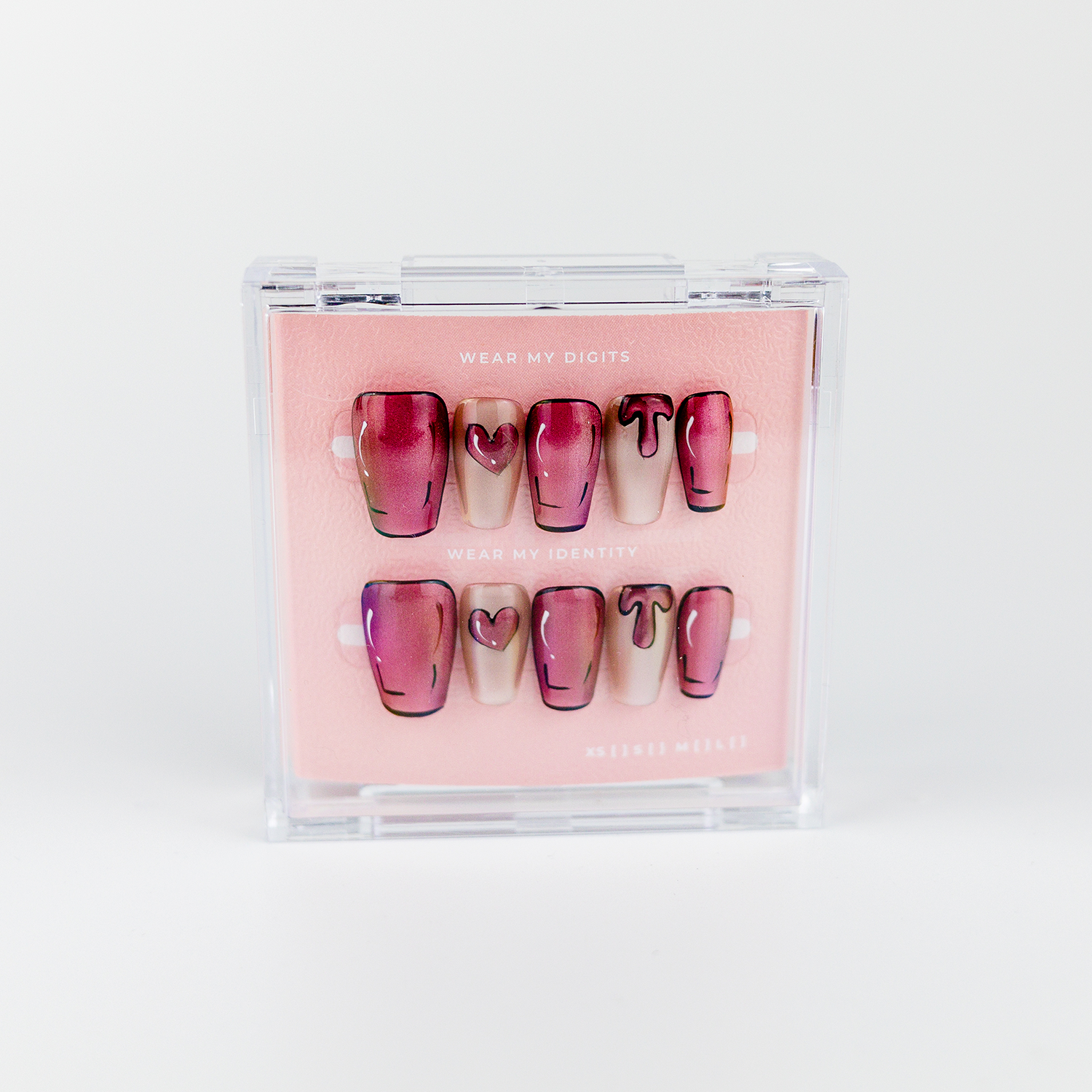 #2474 – HeartCore | Medium, Coffin Reusable Ready-to-Wear Nails