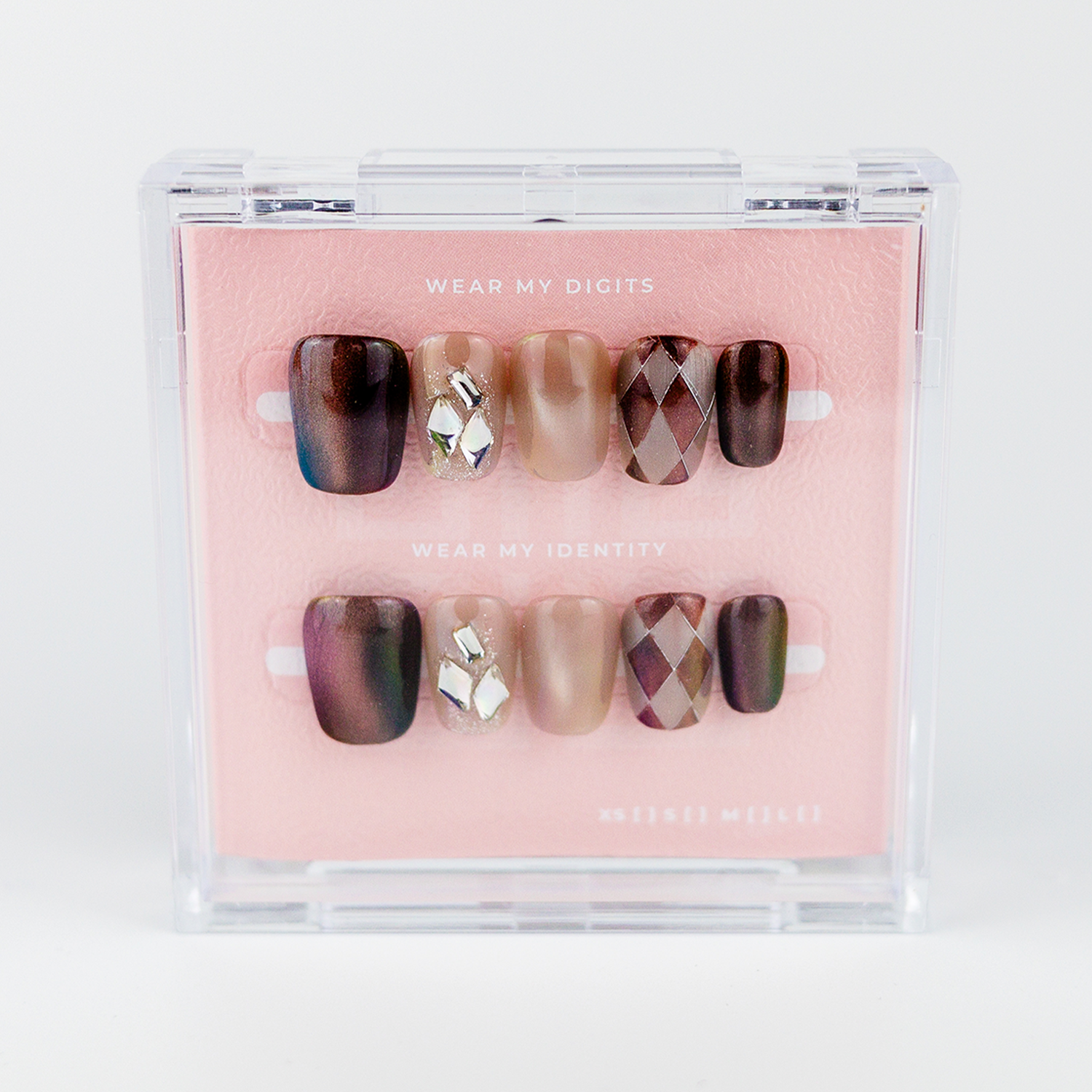 #2516 – Caramel Couture | Medium, Square Reusable Ready-to-Wear Nails