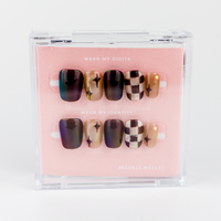 #2517 – Soft Glam Grid | Medium, Square Reusable Ready-to-Wear Nails